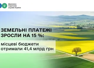 Земельні платежі зросли на 15 %: місцеві бюджети отримали 41,4 млрд грн