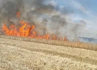На Кіровоградщині горіло поле внаслідок падіння уламків російських дронів